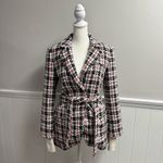 Favorite Daughter The City Plaid Tweed Belted Blazer Jacket Red Photo 15