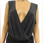 Forever Rose Black Metallic Silver Sleeveless Belted Jumpsuit Plus Size 1X Photo 2
