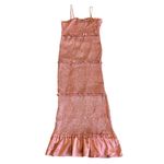 Mable x Pinkblush Mauve Smocked Satin Dress Tiered Spaghetti Strap Size Medium Pink Photo 1