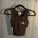 Adidas  Black/White Stripes Athletic Crop Tank | Size XS Photo 0