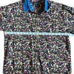 At Last & Co Vintage Floral Button Down Shirt With Denim Blue Collar Size Medium Photo 4