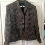 Ellen Tracy  Brown/Gold Wool Rayon Button Front Blazer Jacket Sz 14 Photo 0