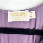 Nation Ltd Sandra Seamed Peasant Blouse Purple Rain Size Medium Satin L/S Photo 2