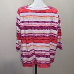 Erika  colorful Stripes 3/4 sleeve keyhole blouse Photo 3