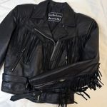 Vintage Hyde Out Leather Black Fringe Leather Jacket Size L Photo 8
