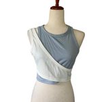 Fresral Stylish Two Tone Blue and White Asymmetrical Cutout Top Size L Photo 7