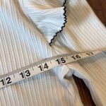 Loft pointelle white ribbed ruffle sleeve top size medium Photo 7