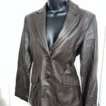 Brown leather blazer J.L.C jacket with button closure and two front pockets #leatherjacket Photo 1