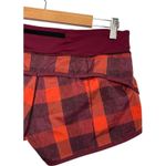 Lululemon Run Speed Short Womens 8 Red Burgundy Buffalo Plaid Active Athletic Photo 5