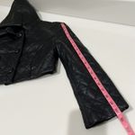 Bebe Vintage  leather jacket, cropped, diamond quilt, exagerated collar, black,XS Photo 9