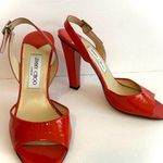 Jimmy Choo Patent Leather Pepper Slingback Sandal Heels Orange Photo 0