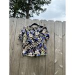 Sag Harbor‎ Woman’s short sleeves Floral Medium Black Blue Tee Hawaiian Cute Photo 5