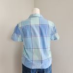 Vintage Y2K Cabin Creek Blue Plaid Button Down Shirt Cropped Short Sleeve PL Size L Photo 6