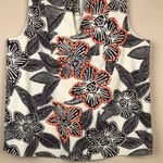 J.Crew  Women’s Floral Print Orange Rhinestones Split Neck Sleeveless Blouse Photo 2