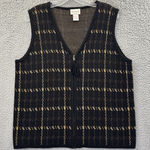 Vintage Crystal Kobe Sweater Vest Retro Academia Preppy Grunge Plaid Women Large Black Photo 0