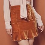 For Love & Lemons  Colette Velvet Gold Ruffle Mini Skirt M Photo 0