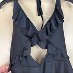 Aerie Ruffle One Piece Black Cut Out Full Coverage Swimsuit Large Long NWOT Photo 1