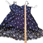 Blue Rain Size Large L Navy Blue White Eyelet Short Dress Summer Floral Wedding Photo 2