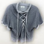 Anthropologie T.la Gray Lace-up Sweatshirt Top Photo 1