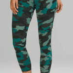 NEW Lululemon Base Pace‎ High Rise Crop 25" Heritage 365 Camo Tidewater Teal 18 Green Photo 0