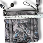 The Sak  Leather Silver Metallic Crossbody Clutch Foldover Handbag EUC Photo 7