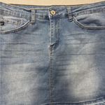 KanCan Denim Jean Mini Skirt Distressed Raw Hem Western Boho Rodeo Size 28 / 9 Blue Photo 1