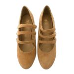 Anthropologie Rara Avis Suede Tan Heel Rockabilly Strappy Twee Mary Janes 7W Brown Size 10 Photo 2