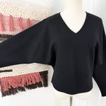 COS  Dolman Sleeve Boiled Wool Blend V-Neck Cropped Sweater Black Sz XS Photo 3