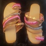 New Women's Pink and Tan Sandals. Cute straps never worn Size 10 Photo 0
