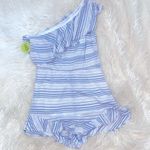 BB Dakota  blue striped one shoulder romper size 8 new with tags Photo 4