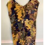 Anthropologie  Maeve Pixel Impressionist Shift Dress Silk V-neck Sz 2 Photo 1