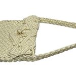 Vintage Boho Macrame Ivory Cream Crochet Woven Knit Hand Bag Purse Hippie Photo 4