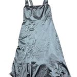 Show Me Your Mumu Plus 1X Claire Midi Dress Formal Ruffle Side Slit Sage Satin Photo 3