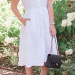 J.Crew  Eyelet Lace Sleeveless Tea Length Button Down Dress White Lined size 12 Photo 0