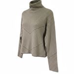 Tahari  Women's Chevron Stripe Mock Neck Sweater Small‎ Beige Minimalist Knit Photo 1