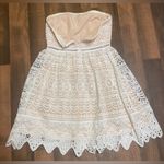 Socialite Cream Strapless Sundress for Wedding Guest Photo 3