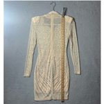 Womens Dress S‎ Tan Long Sleeve Cocktail Evening Party Bodycon Bejeweled Dress Photo 5