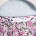 ZARA  Floral Pink Ruffle Long Sleeve Blouse Photo 2
