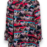 Marc by Marc Jacobs ‎ Impala Deer Print Silk Multicolor Long Sleeve Top Size 4 Photo 0