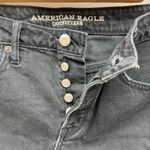 American Eagle Hi Rise Festival Mini Skirt Denim Jean Skirt Black Raw Hem Size 4 Photo 2