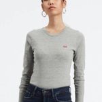 Levi's Long Sleeve Baby T-Shirt Gray Crew Neck Red Logo Casual Top Medium Neutral Photo 0