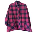 Coldwater Creek Womens Plaid Cape Coat Poncho Red Black Button Pockets Photo 1