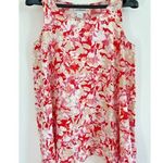 Peck & Peck Tank Womens Small Linen Cherry Red Floral Sharkbite Hem Resort Beach Photo 0