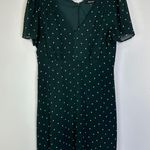 Madewell  Dot Smocked Shoulder Dress in Polka Dot Smoky Spruce size 10 Photo 3