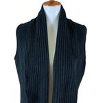 Natori  Black Ribbed Knit Open Front Sleeveless Duster Cardigan Medium Soft Cozy Photo 1