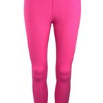 Bandier Year of Ours  Women's Pink High Rise Ribbed Athletic Leggings Pants M Photo 0