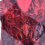 One World  Red Paisley Print V-Neck Long Sleeve‎ Tunic Top Size XL NWT Photo 4