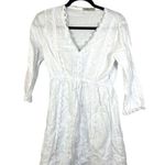 Valentina Naldi White Linen Long Sleeve Dress Coverup Women's Size Small Photo 0