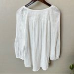 BeachLunchLounge  100% cotton white gauzy summer beach tunic top, long sleeve,M/L Photo 5