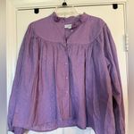 Emerson Fry India Collection Emmaline Lavendula Gold Dot Blouse size large Purple Photo 3